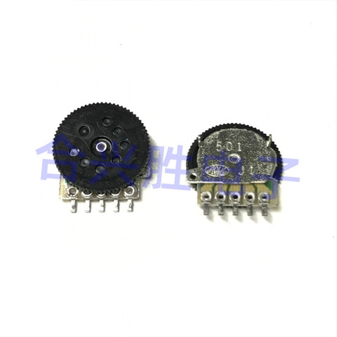5 Pieces Dial gear potentiometer RK10J double 501 with wheel potentiometer 5 feet 500 ohm 14 * 1mm ► Photo 1/3