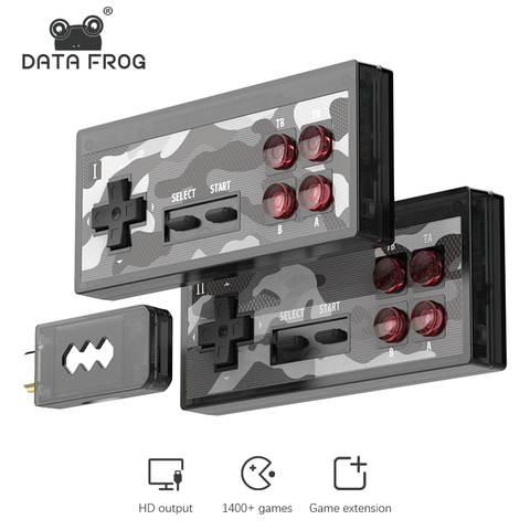 Data Frog Video Game Consoles Build In 1400 Classic Game 4K 8 Bit Handheld TV Mini USB Wireless Console Dual Gamepad HDMI Output ► Photo 1/6