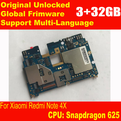 Buy Online Original Unlock Mainboard For Xiaomi Redmi Note 4x Note 4 Global Version 3 32gb Snapdragon 625 Motherboard Frimware Miui Note4x Alitools