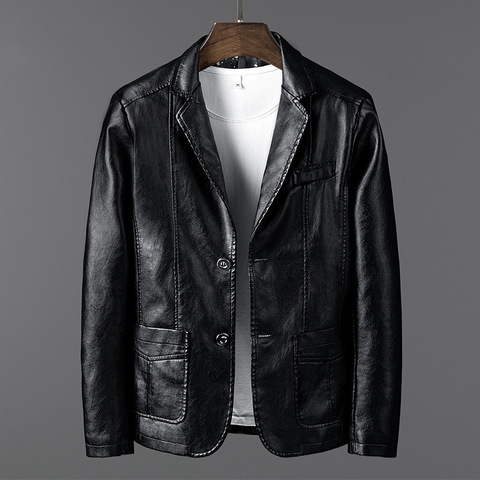 leather jacket men fashion Autumn Winter Plus velvet thickening men's coat Business Slim quality Brand motorcycle jacket men ► Photo 1/6