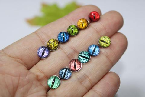 new arrvial--10pairs/lot 8mm/10mm/12mm/15mm/16mm mix color half round glass cat eyes with pin for plush doll--size option ► Photo 1/6