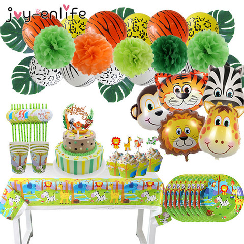 Jungle Animal Party Monkey Lion Foil Balloon Safari Birthday Party  Decoration Kids Disposable Tableware Cake Toppers Baby Shower - Price  history & Review | AliExpress Seller - joy-enlife Fun Party Store |  