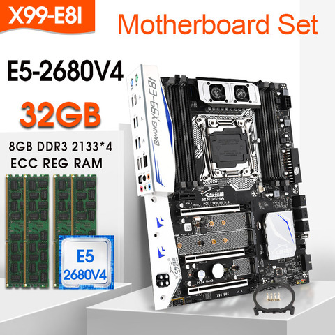 JINGSHA X99 E8I LGA 2011-3 Motherboard Set With E5 2680V4 Process And 4 x 8GB = 32GB  DDR4 2133MHZ ECC REG RAM M.2 WIFI NVME M.2 ► Photo 1/1