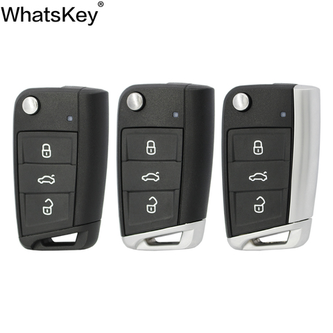 WhatsKey 3 button Flip Remote Car Key Shell Case For Volkswagen Passat B5 VW Golf 7 MK7 Skoda Seat Octavia Beetle Polo Bora ► Photo 1/6