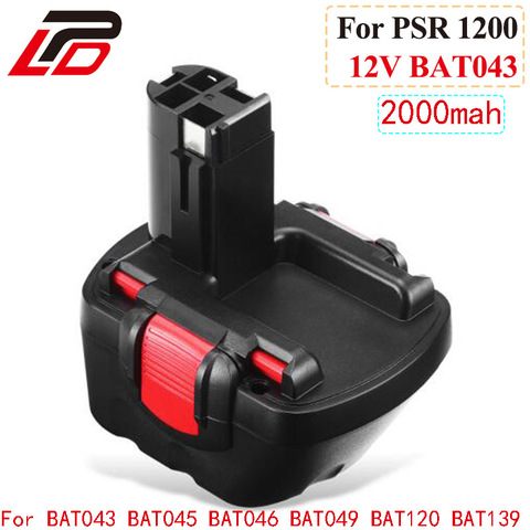 For Bosch 12V 2000mah PSR 1200 Rechargeable battery GSR 12V 2.0AH AHS GSB GSR 12 VE-2 BAT043 BAT045 BAT046 BAT049 BAT120 BAT139 ► Photo 1/6