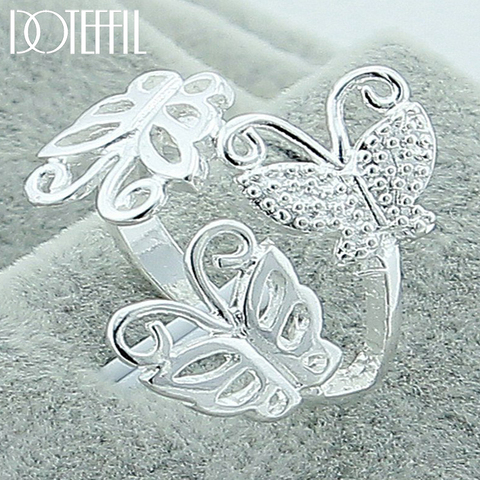DOTEFFIL 925 Sterling Silver Three Butterfly Ring For Women Wedding Engagement Party Fashion Charm Jewelry ► Photo 1/5