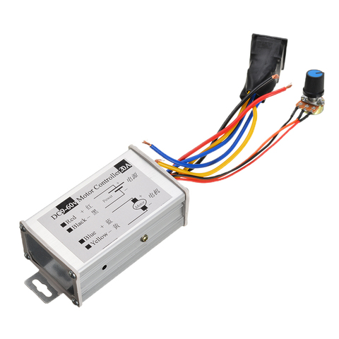 DC 9V-60V 12V 24V 36V 20A PWM DC Brush Motor Speed Controller CW CCW Reversible Switch for Electric Scooter Bicycle E-bike ► Photo 1/6