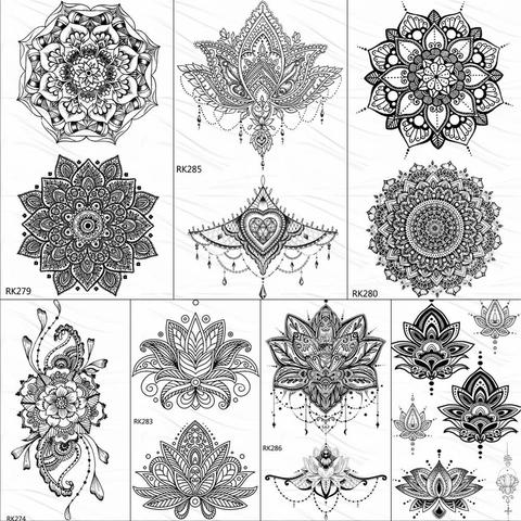 1sheet Lace Henna Temporary Tattoos Black Jewel Underboob Tattoo