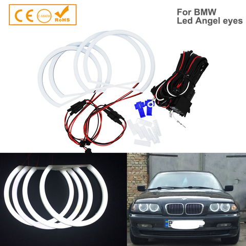 Car-styling 1 SET (2X 146mm+2X 131 mm )White Halo Cotton Light car smd LED Angel eyes for BMW E46 non projector auto lighting ► Photo 1/6