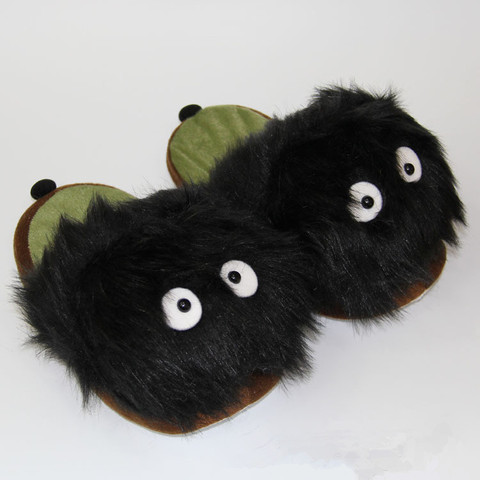 28cm Cartoon Soft Stuffed Totoro Cat Black Carbon Women Slippers Warm Plush Personal Creative Home Floor Average Code Dust Shoe ► Photo 1/6