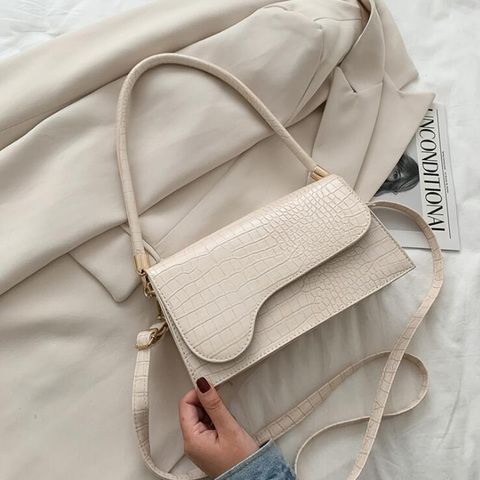 Elegant Baguette Bags for Women 2022 Fashion Brand Handbags Designer Shoulder Bag Alligator Pattern Armpit Bags Crossbody ► Photo 1/6
