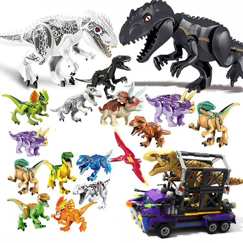 dinosaurs T Rex Tracker model building kits blocks white indominus dino 8pcs Jurassic park world sets 1 2 3 breakout bricks toys ► Photo 1/6