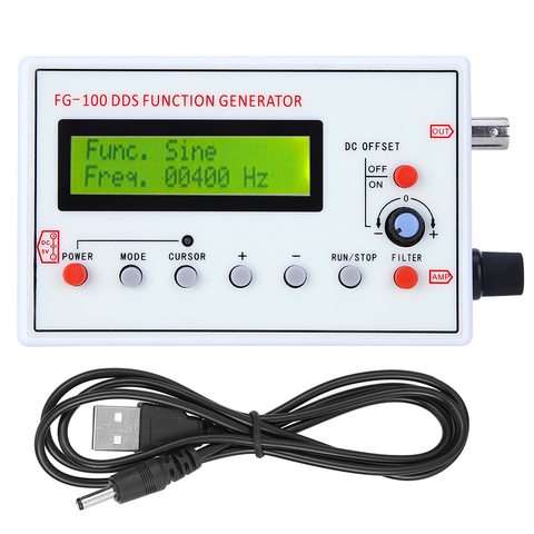 FG-100 Digital DDS Function Signal Generator Sine/ Square/Triangular/Sawtooth Waveform Frequency Counter Signal Source Generator ► Photo 1/6