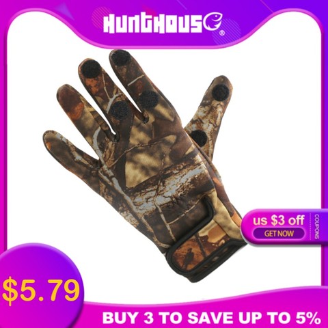 Hunthouse Three Finger Cut Fishing Gloves winter sports gloves Breathable Anti-Slip Glove Pesca warm fishing gloves waterproof ► Photo 1/6