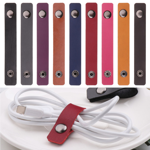 5 PCs Leather Cable Straps Cable Tie Wraps Cord Management Holder Keeper Earphone Wrap Winder Wire Ties Cord Organizer for Work ► Photo 1/1