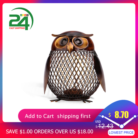 Owl Shaped Metal Coin Money Saving Box Cute Piggy Bank Home Furnishing Articles Crafting Christmas Gift For Kids ► Photo 1/6