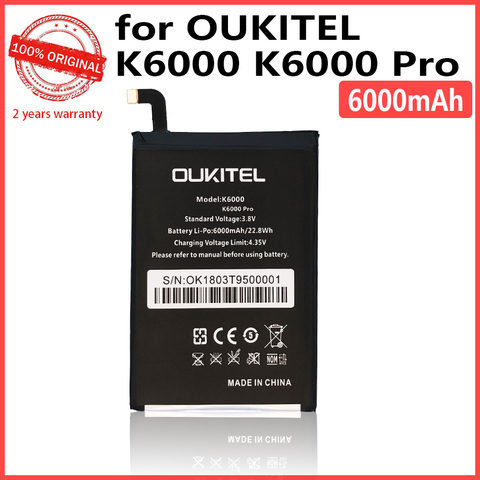 100% Original 6000mAh For Oukitel K6000/ Oukitel K6000 Pro / Ulefone Power / DOOGEE T6 / DOOGEE T6 Pro / Homtom HT6 Battery ► Photo 1/4