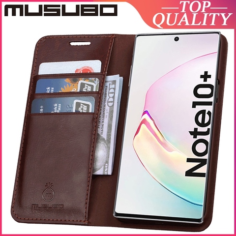 Musubo Genuine Leather Case For Samsung Note 10 Plus 9 8 Galaxy S8 Plus S9 + S10 Luxury Flip Cases Cover Card Slot Wallet casing ► Photo 1/6