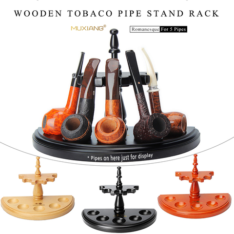 2/3/5 Pipes  Wooden Pipe Stand Rack Smoking Tools  Holder Straight Line Vertical  Romanesque Style  More Styles 3 Colors Durable ► Photo 1/6