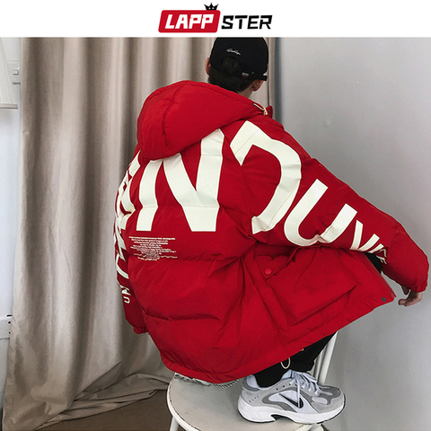 LAPPSTER Men Streetwear Oversized Bubble Jacket 2022 Parka Mens Letter Print Hip Hop Fashions Windbreaker Womens Korean Coats ► Photo 1/6