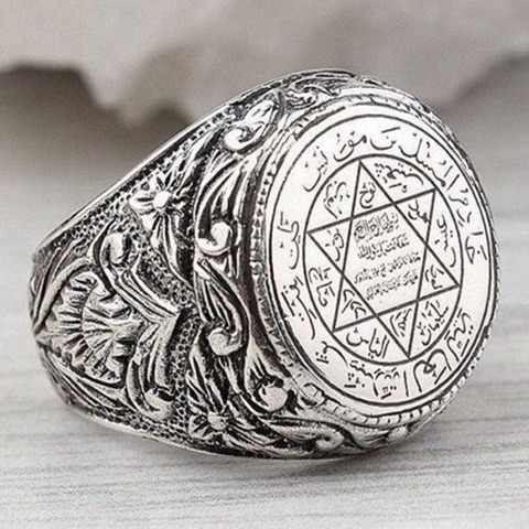 Fashion Ancient Greek Five-pointed Star Astronomical Figure Ring Good Luck Amulet Religious Personality Ring Men's Jewelry Gift ► Photo 1/6