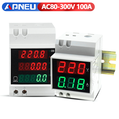DIN-rail Multi-function Meter D52-2042 D52-2047 Digital LED Voltage Current Active Power Factor Energy Meter AC80-300V 100A ► Photo 1/6