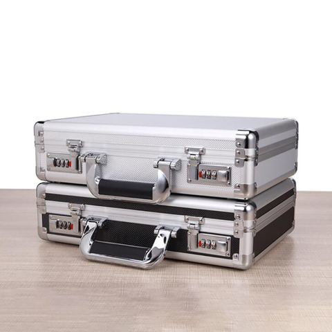 Portable Aluminum Hard Case Passwords ToolBox Black / Silver Briefcase Metal Carrying Case Equiment Tool Box Organizer Holder ► Photo 1/5