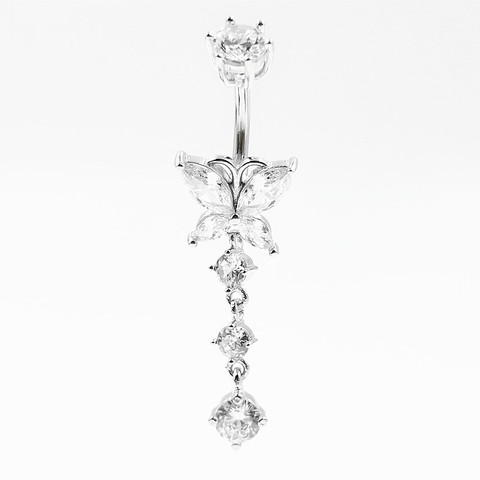 925 sterling silver belly button ring heart cubic zircon navel belly piercing jewelry ► Photo 1/6