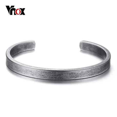 Vnox Vintage Viking Cuff Bracelets Bangles for Men Women Simple Classic Pulseras hombre Stainless Steel Male Jewelry ► Photo 1/6