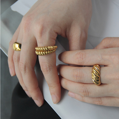 Peri'sBox Gold Silver Color Twisted Circle Rings Spiral Geometric Rings for Women Chunky Minimalist Jewelry 2022 Collection ► Photo 1/6