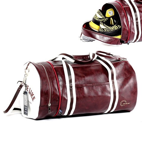 Gym Bag Men And Women Shoulder Bag Messenger Portable Training Basketball Bag Cylinder Travel Bag Sports Leather Handbag Tennis ► Photo 1/6