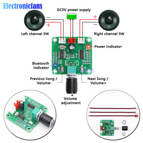 XH-A158 PAM8403 Bluetooth 5.0 Audio Amplifier Board Module 2×5W Power Wireless Dual Channel Stereo 5W+5W Amplificador ► Photo 1/6