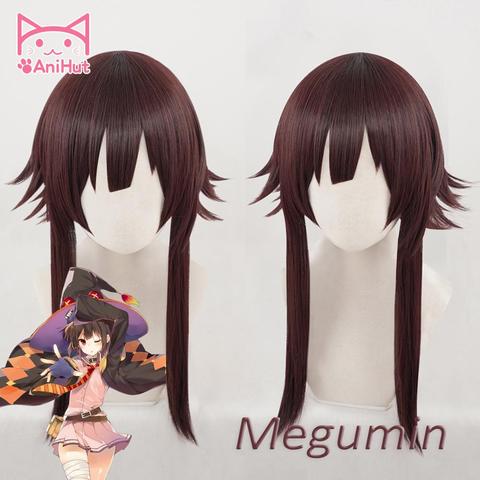 【AniHut】Megumin Cosplay Wig Anime God's Blessing on this Wonderful World Synthetic Dark Red Hair  Cosplay Costumes Hair ► Photo 1/6