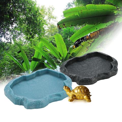 Resin Durable Reptile Rock Food Dish Feeder Bowl For Tortoise Lizard Food Water Feeding Container Plate Bowl Pet Products Feeder ► Photo 1/6