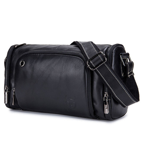 Genuine Leather Men's Shoulder Bag Vintage Casual Cowhide Crossbody Bag for male cow leather messenger bag man locomotive bag ► Photo 1/6