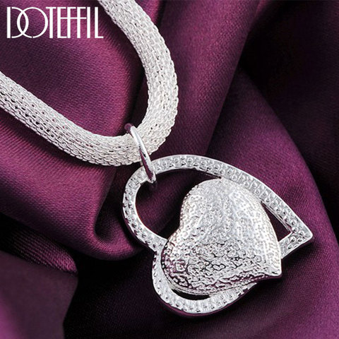 DOTEFFIL 925 Sterling Silver 18 Inch Double Heart Pendant AAA Zircon Necklace For Women Fashion Wedding Charm Jewelry ► Photo 1/6