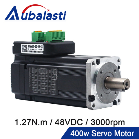 Aubalasti 400w Servo Motor with Driver Set 48VDC Permanent Magnet 3000rpm 1.27N.m 11.2A Communication Speed 9.6Kbps Mini ► Photo 1/1