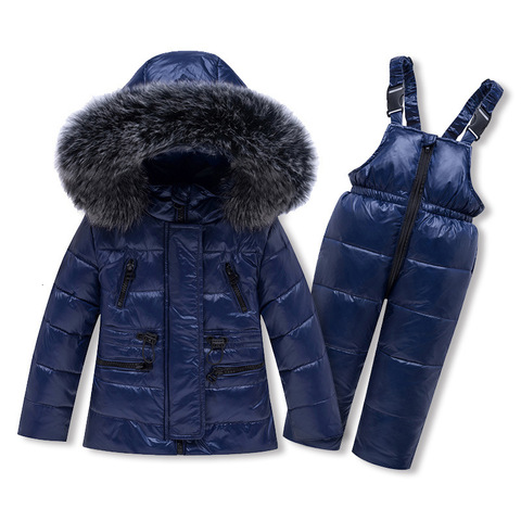 2022 Winter Children Ski Snow Suit Warm Clothing Set down Jacket Overalls toddler Boy baby girl Clothes Kids thin Outerwear coat ► Photo 1/6