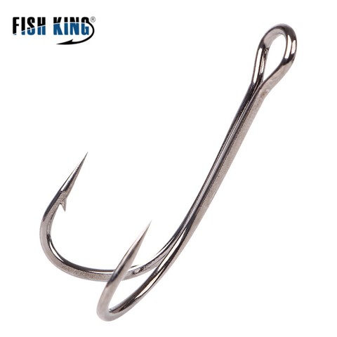 FISH KING 20pcs DIY Frog Lure Double Fishing Hook 1/2/4/6/8# High Carbon Steel Fly Tying Worm Silicone Bait Lure Hooks ► Photo 1/6