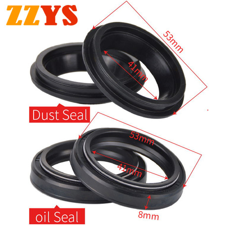 41x53x8 41 53 8 Motorcycle Fork Damper Oil Seal & 41x53 Dust Cover Lip For Yamaha FZS600 FAZER YZF-R1 XT600 XT600E XT FZS 600 ► Photo 1/6