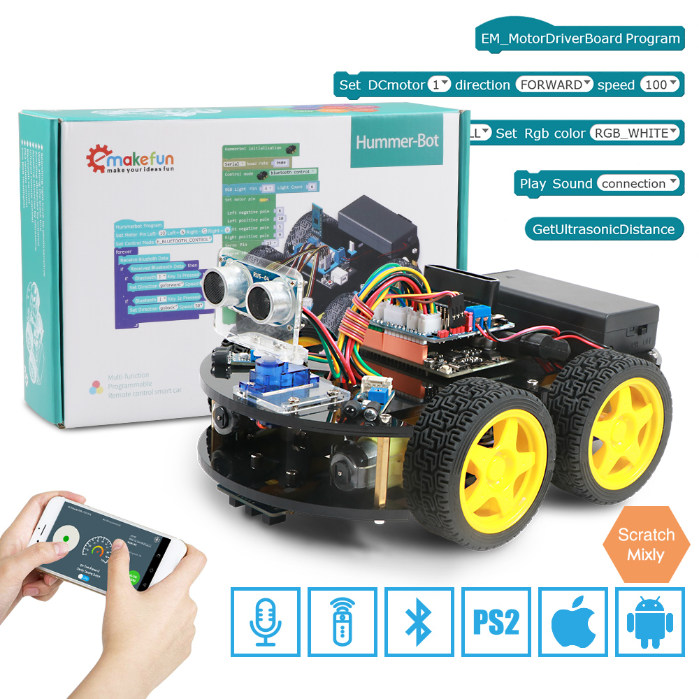 Smart Programmable Robot DIY 4WD Arduino Smart Car Robot Learning Starter Kit 