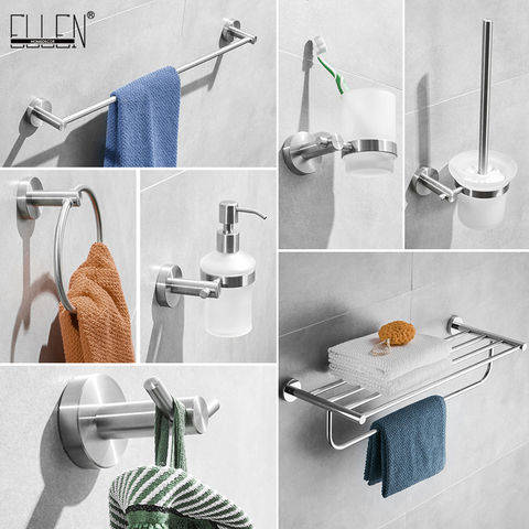 SUS 304 Stainless Steel Bathroom Brush Nickel Soap Dispenser Towel Holder Paper Holder Bathroom Soap Dish Accessories EL1900L ► Photo 1/6