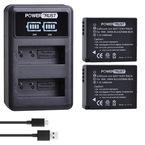 PowerTrust DMW-BLG10 1400mAh DMW BLG10 DMW-BLE9 Battery + LED Charger for Panasonic Lumix DC-ZS80, DC-GX9, DMC-GX80, DMC-GX85 ► Photo 1/6