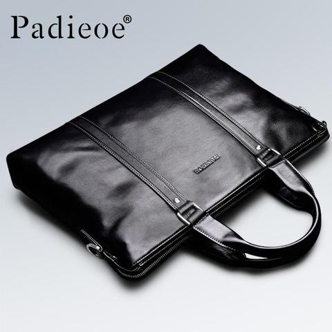 Padieoe Luxury Brand Men's Business Documents Bag Genuine Leather Totes Laptop Bag for Male Fashion Men Shoulder Portfolio Bag ► Photo 1/5
