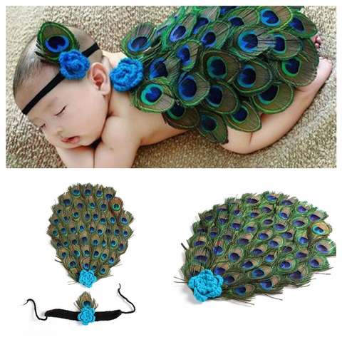 Cute Baby Infant Outfits Set Peacock Costume Photography Props One Hundred Days Baby Photography Clothing Holiday Gift ► Photo 1/5