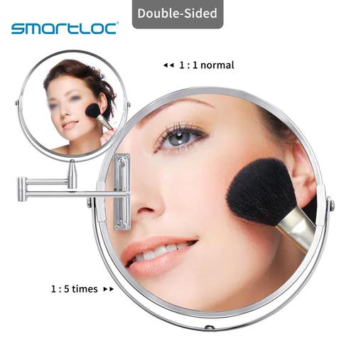smartloc 8 inch Extendable  1X5X  Magnifying Bathroom Mirror Smart Mirror Makeup  Wall Mounted Mirror Bathroom Mirror Cabinet ► Photo 1/6