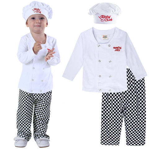 Baby Chef Costume Set Infant Halloween Fancy Dress Outfit Toddler Cosplay Pilot Skeleton Pumkin Carnival Party Clothes 3PCS ► Photo 1/6
