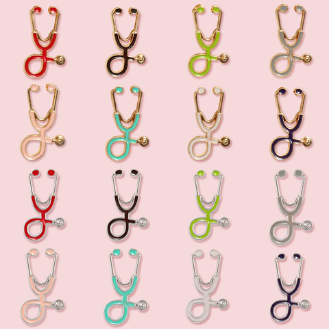 Colored Medical Brooch Badge Pin Stethoscope Nurse Doctor Coat bag  Jewelry Gift Collect pin button Worker women man Accessories ► Photo 1/6
