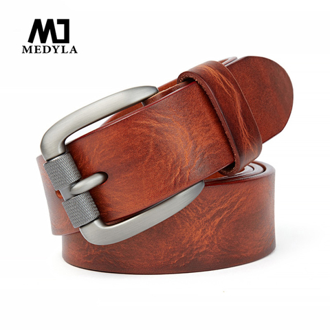 MEDYLA Men's High Quality Leather Belts For Men Vintage Pin Buckle Waistband Strap Jeans Belt For Male Cowhide Belt ► Photo 1/6