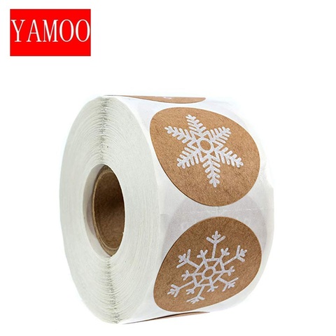 Round Kraft Christmas Stickers 6 Designs Labels Kraft Sticker Snowflakes Thanksgiving Sticker Envelope Printing Label Statio ► Photo 1/5